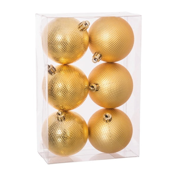 Sada 6 vianočných ozdôb v zlatej farbe Unimasa Dots