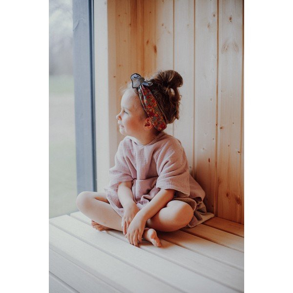 Ružové mušelínové detské pončo veľkosť M – Malomi Kids-image-4