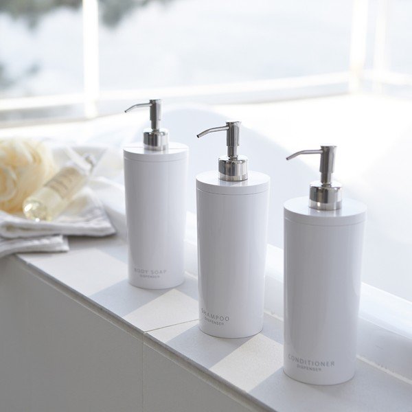 Biely plastový dávkovač mydla 500 ml Round – YAMAZAKI-image-1