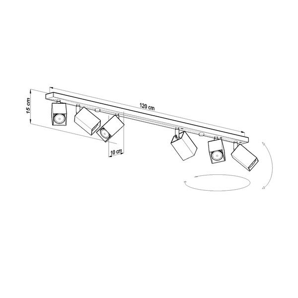 Čierne stropné svietidlo Sollux Toscana 6L-image-3