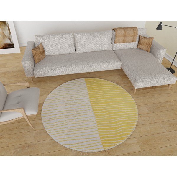Umývateľný okrúhly koberec v žlto-krémovej farbe ø 80 cm Yuvarlak – Vitaus-image-1