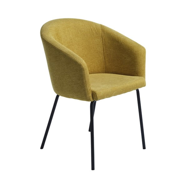 Čalúnené jedálenské kreslo s podrúčkami v horčicovej farbe Easton – Unique Furniture