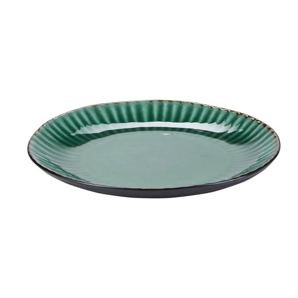 Zelený kameninový tanier Bahne & CO Birch, ø 21,5 cm