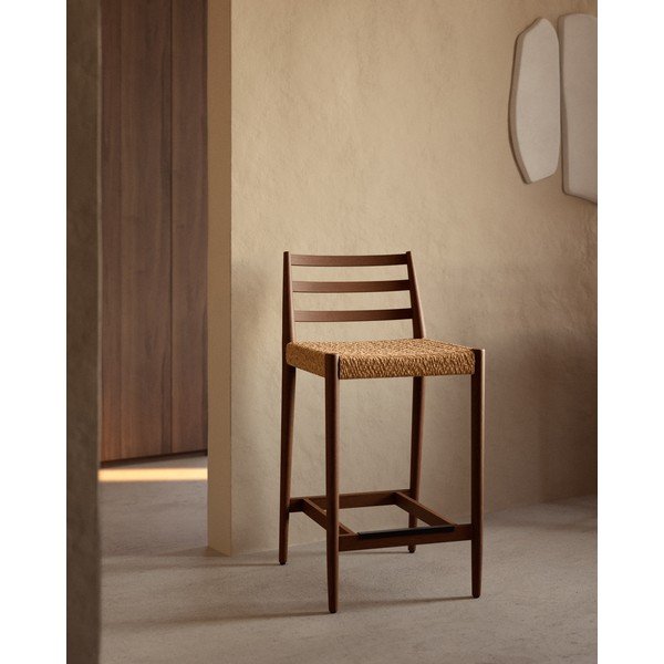 Hnedá/v prírodnej farbe barová stolička z dubového dreva (výška sedadla 65 cm) Analy – Kave Home-image-1