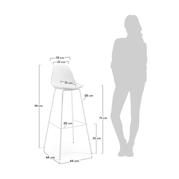 Biela barová stolička z imitácie kože (výška sedadla 75 cm) Brighter – Kave Home-image-4