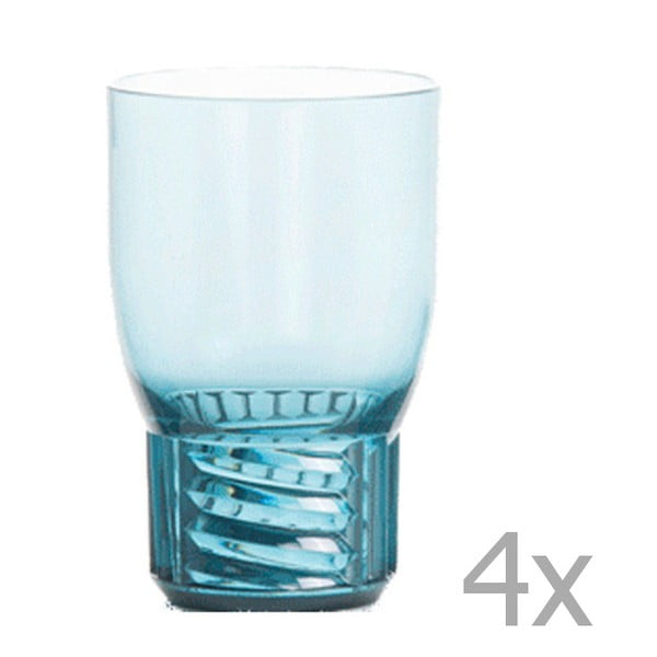 Sada 4 modrých transparentných pohárov Kartell Trama, 400 ml