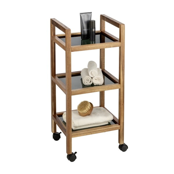 Čierny/v prírodnej farbe kúpeľňový regál z masívu akácie 35x76,5 cm Fondi – Wenko-image-3