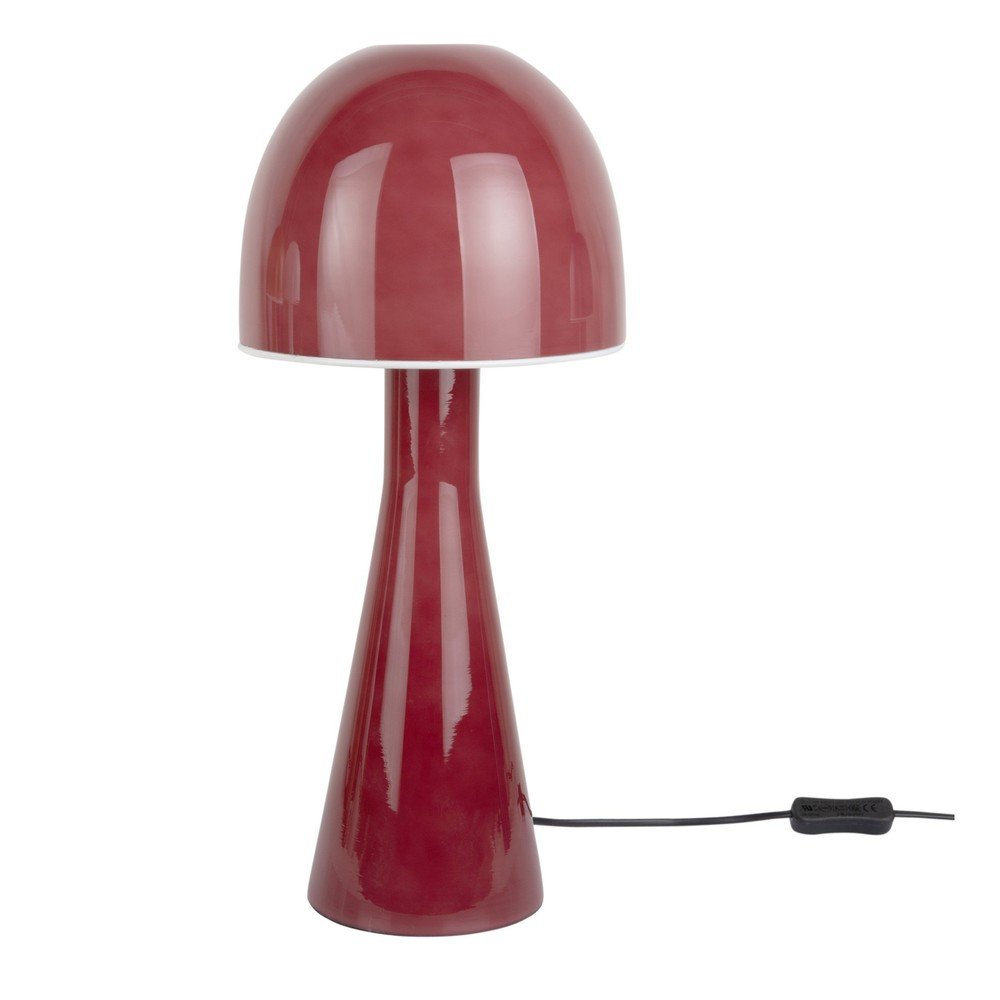 E-shop Červená stolová lampa so skleneným tienidlom (výška 45 cm) Bombin – Leitmotiv