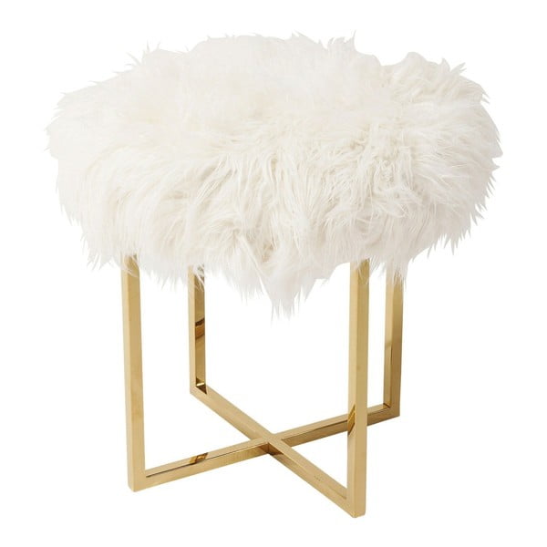 Biela stolička s detailami v zlatej farbe Kare Design Mr Fluffy