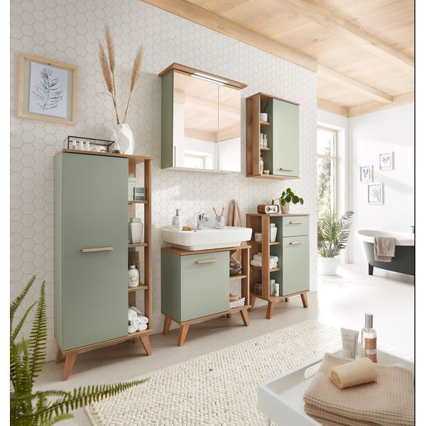 Zelená závesná kúpeľňová skrinka v dekore duba 51x75 cm Set 963 - Pelipal-image-4