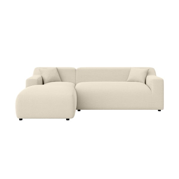 Béžovo-krémová menčestrová rohová pohovka (ľavý roh/s leňoškou) Martin – Ropez