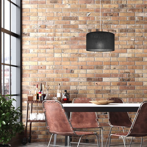 Čierne závesné svietidlo s textilným tienidlom ø 35 cm Vivian – LAMKUR-image-1