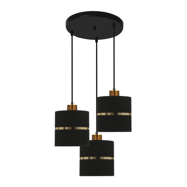 Čierne závesné svietidlo s textilným tienidlom ø 15 cm Assam – Candellux Lighting