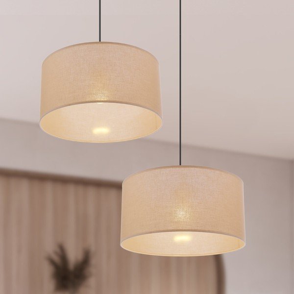 Béžové závesné svietidlo s textilným tienidlom ø 40 cm Shanti – Candellux Lighting-image-2