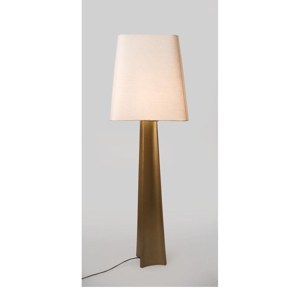E-shop Stojacia lampa v zlatej farbe s textilným tienidlom (výška 151 cm) Tripura – Bizzotto
