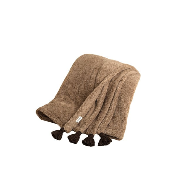 Hnedý pléd z mikroplyšu 160x200 cm Puffy – Mijolnir