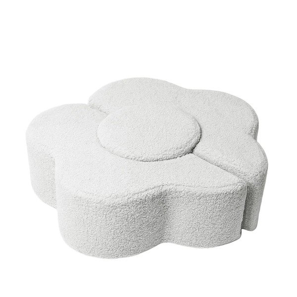Biele penové ihrisko 3 ks z materiálu bouclé výška  27 cm 88x90 cm – Meowbaby-image-2