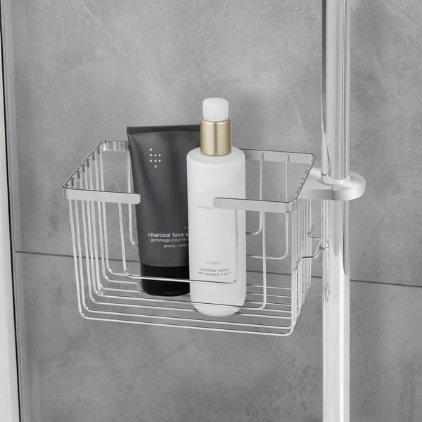 Kúpeľňová polička bez vŕtania z nehrdzavejúcej ocele v lesklej striebornej farbe Valognes – Wenko-image-2