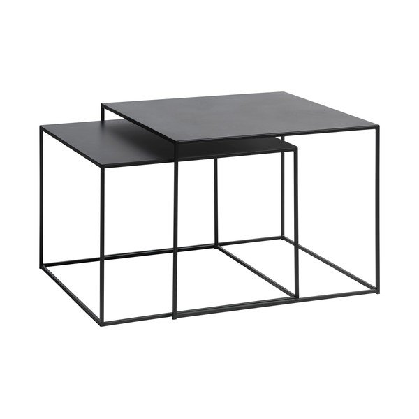 Čierne kovové konferenčné stolíky v súprave 2 ks 65x65 cm Pebble – Unique Furniture