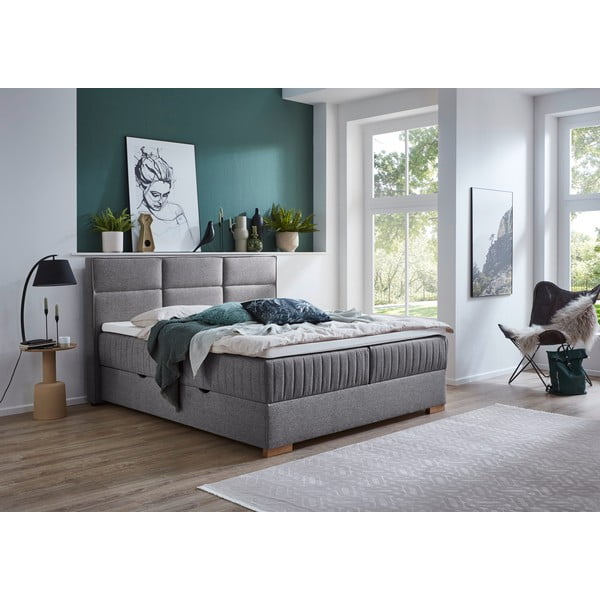 Sivá boxspring posteľ s úložným priestorom 160x200 cm Tambo – Meise Möbel-image-1