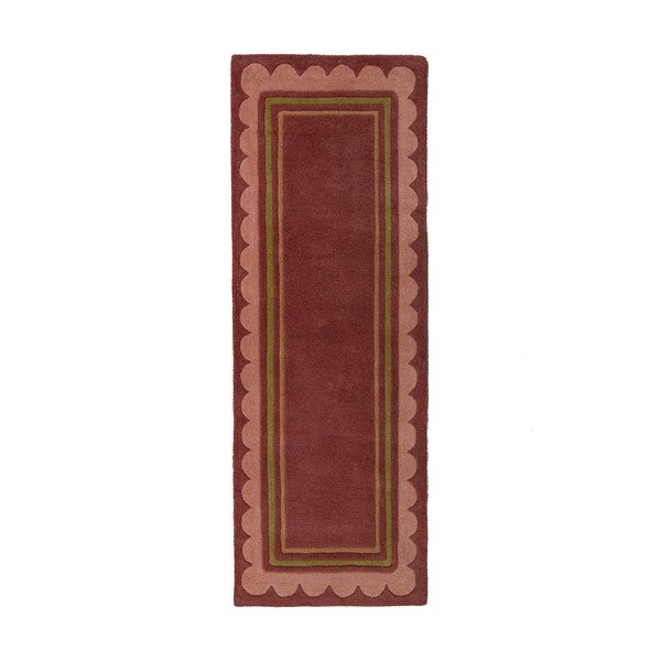 Vínovočervený ručne tkaný vlnený behúň 80x230 cm Lois – Flair Rugs