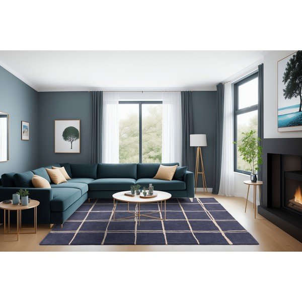 Modrý ručne tkaný vlnený koberec 160x230 cm – Asiatic Carpets-image-2