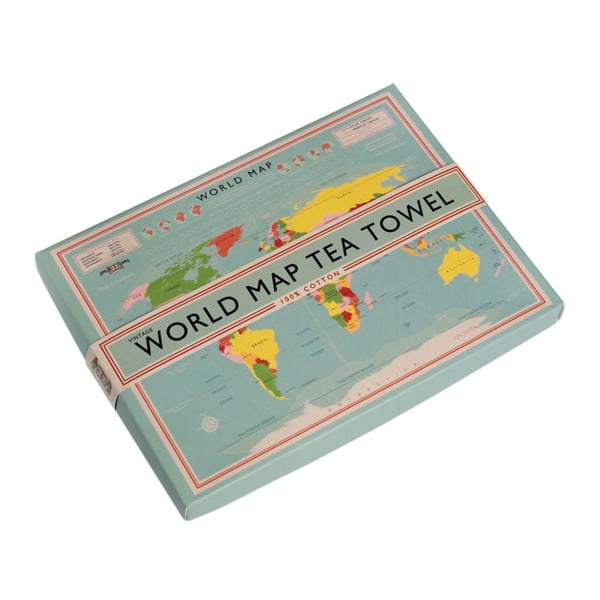 Kuchynská utierka v škatuľke Rex London World Map, 22 x 16 cm