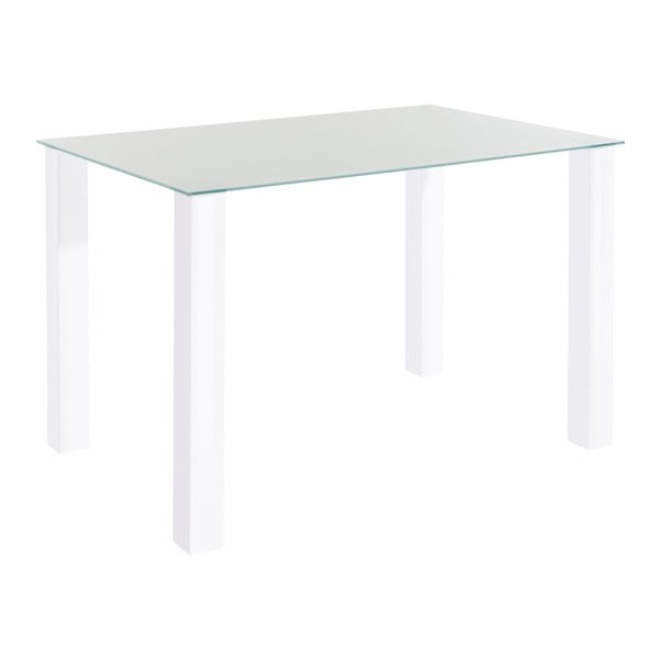Lesklý biely jedálenský stôl s doskou z tvrdeného skla Støraa Dante, 80 × 120 cm