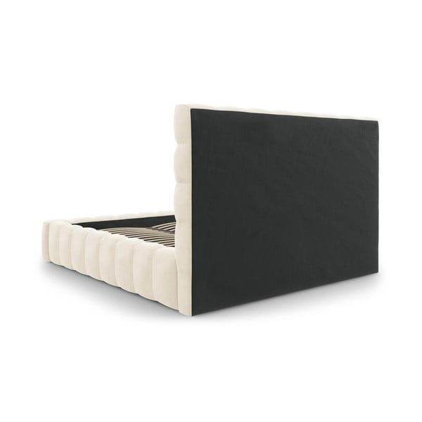 Béžová čalúnená dvojlôžková posteľ s úložným priestorom s roštom 200x200 cm Bali – Cosmopolitan Design-image-4