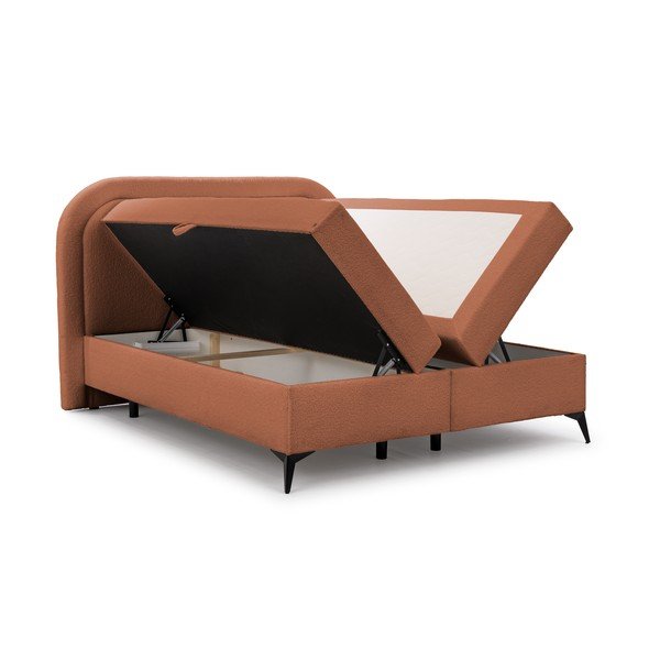 Oranžová boxspring posteľ s úložným priestorom 180x200 cm Ornes – Ropez-image-3
