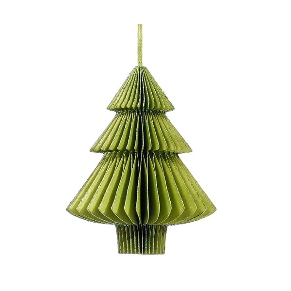Zelená papierová vianočná ozdoba v tvare stromu Only Natural, dĺžka 10 cm