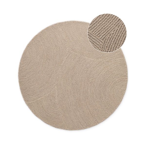 Béžový ručne tkaný vlnený okrúhly koberec ø 120 cm Eleni Light Beige – Hanse Home