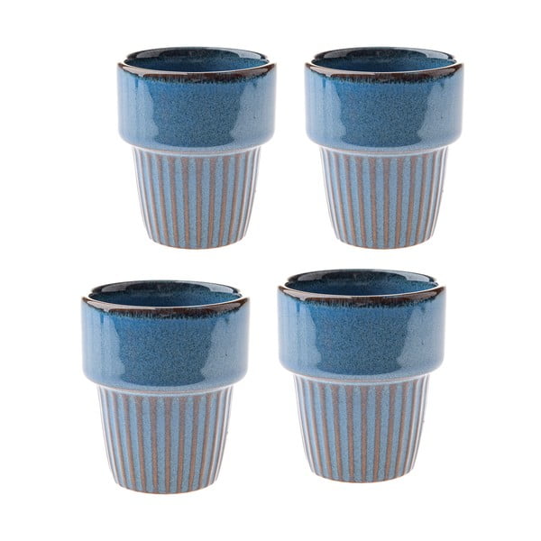 Modré kameninové šálky v súprave 4 ks na espresso 100 ml Tone – Dakls