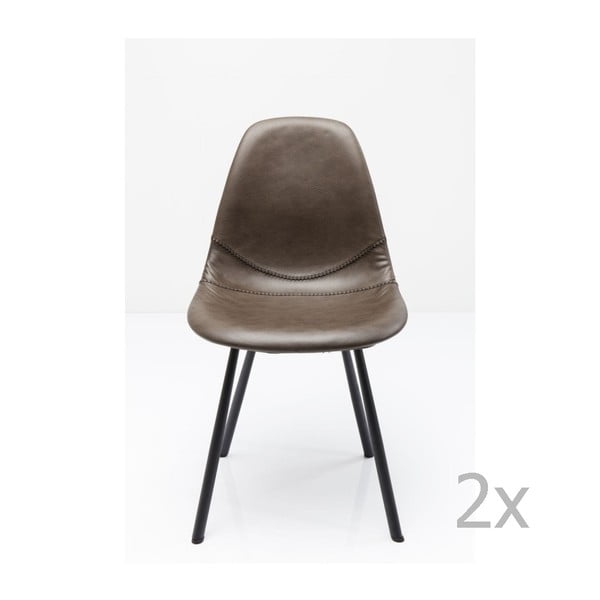 Sada 2 sivých jedálenských stoličiek s oceľovou konštrukciou Kare Design Lounge