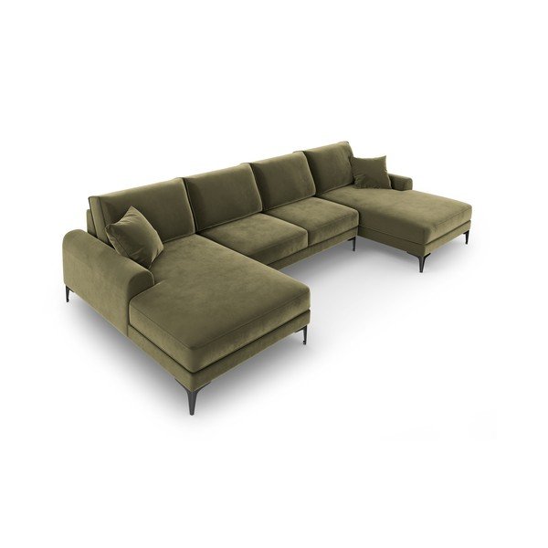 Zelená zamatová pohovka do "U" Mazzini Sofas Madara-image-4