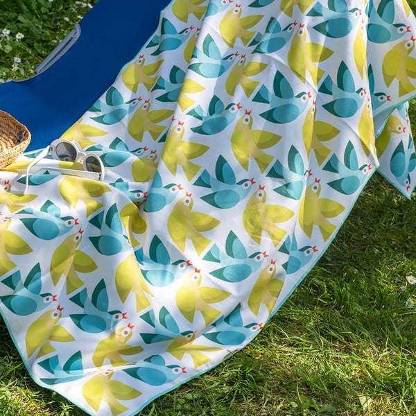 Žlto-modrá osuška z mikrovlákna Rex London Love Birds, 70×150 cm-image-1