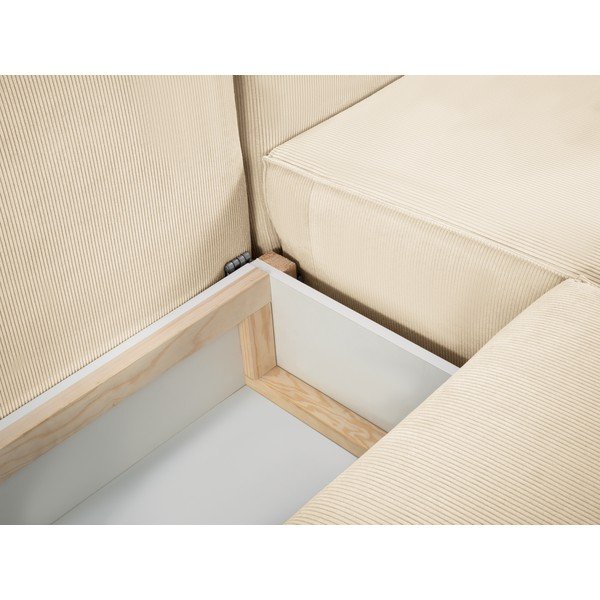 Béžová menčestrová rozkladacia pohovka do "U" Mazzini Sofas Azalea-image-1