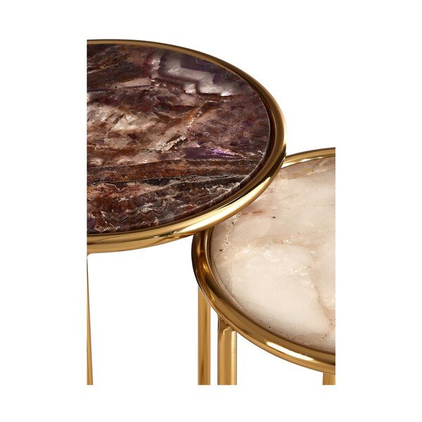 Okrúhle odkladacie stolíky v súprave 2 ks s doskou z kameňa ø 31 cm Vita – Premier Housewares-image-4