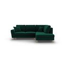 Zelená zamatová rozkladacia/s úložným priestorom rohová pohovka (pravý roh/do L) Kyoto – Cosmopolitan Design