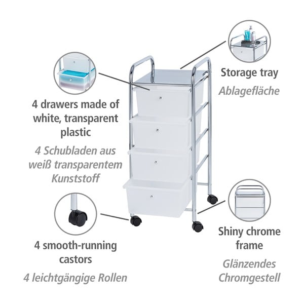 Pojazdný kúpeľňový regál so 4 zásuvkami Wenko Messina-image-3