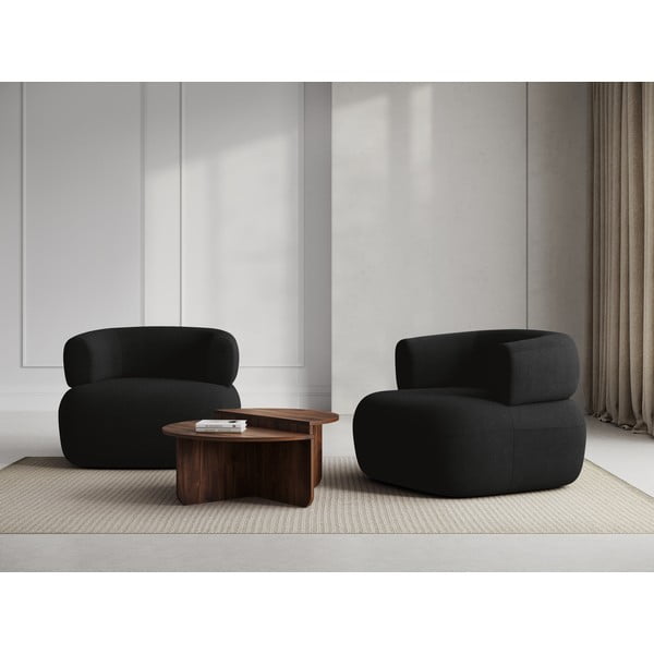 Čierne kreslo z textílie buklé Jenny – Micadoni Home-image-1