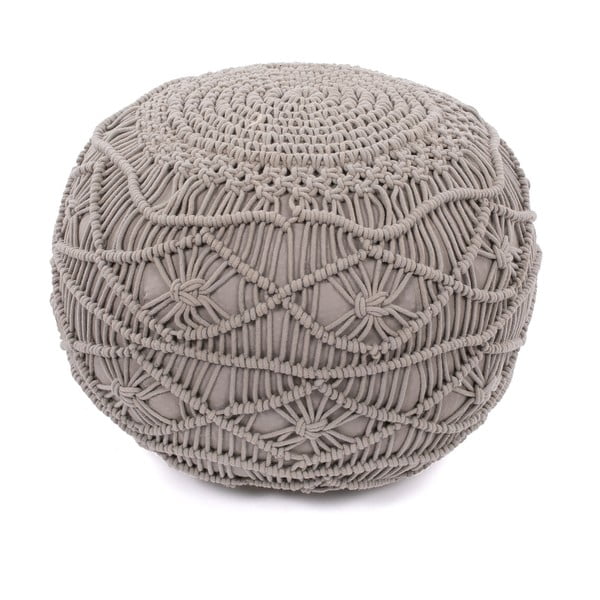 Svetlosivý puf Tiseco Home Studio Macramé, výška 35 cm