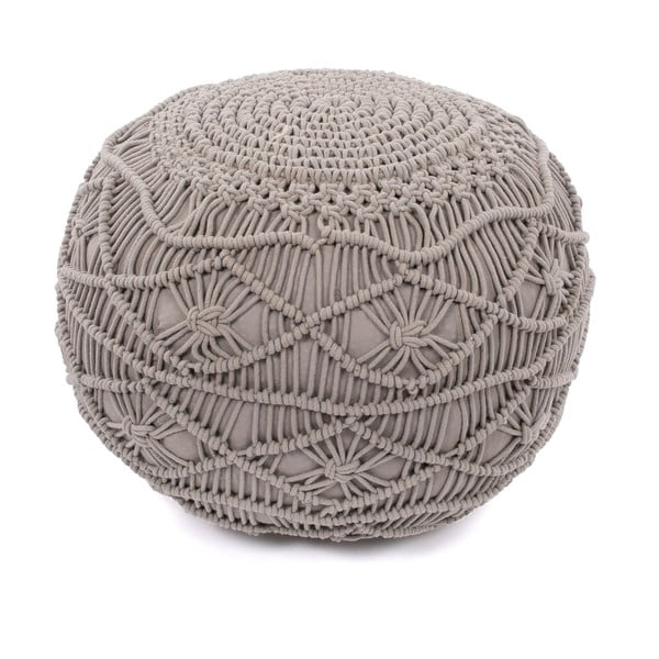 Svetlosivý puf Tiseco Home Studio Macramé, výška 35 cm