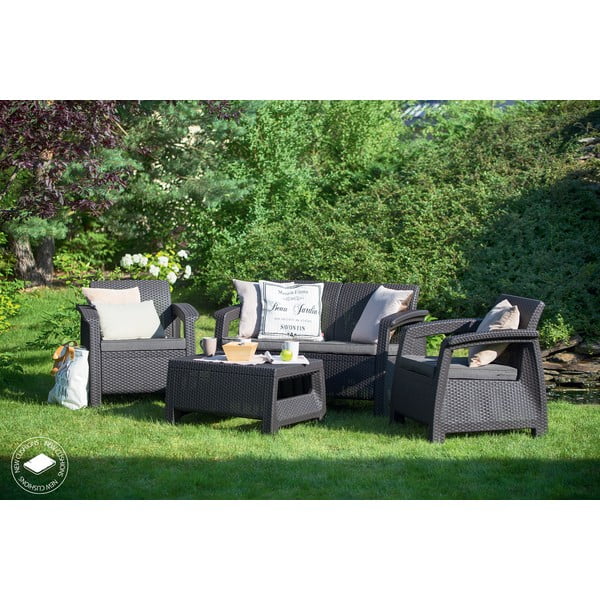 Tmavosivá záhradná lounge súprava pre 4 osoby Corfu – Keter-image-1