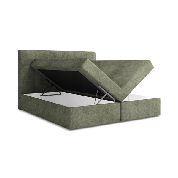 Zelená boxspring posteľ s úložným priestorom 180x200 cm Palta – Makamii-image-1