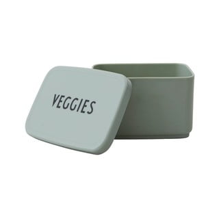 Svetlozelený desiatový box Design Letters Veggies, 8,2 x 6,8 cm