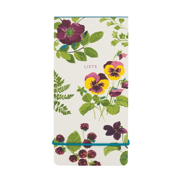 Linkovaný poznámkový blok s elastickou gumou Laura Ashley Parma Violets by Portico Designs, 100 strán