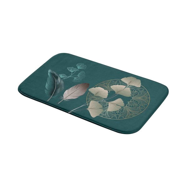 Tyrkysová kúpeľňová predložka 45x75 cm Ginkoblue – douceur d'intérieur-image-2