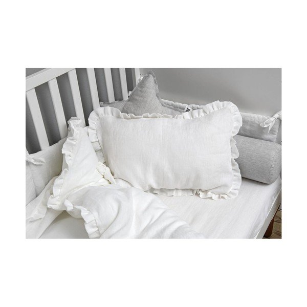 Biela detská ľanová plachta BELLAMY Snow White, 90 × 200 cm-image-2