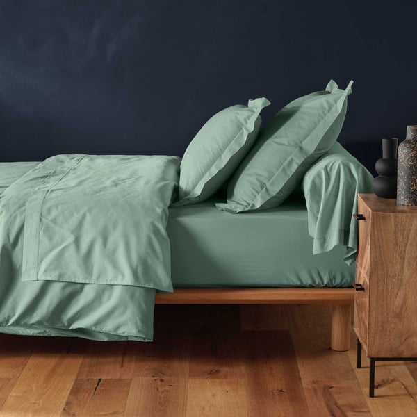 Svetlozelená napínacia bavlnená plachta 160x200 cm Lina – douceur d'intérieur-image-1